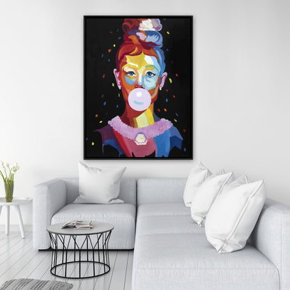 Colorful Audrey Hepburn Bubblegum Canvas - Bedroom Wall Art
