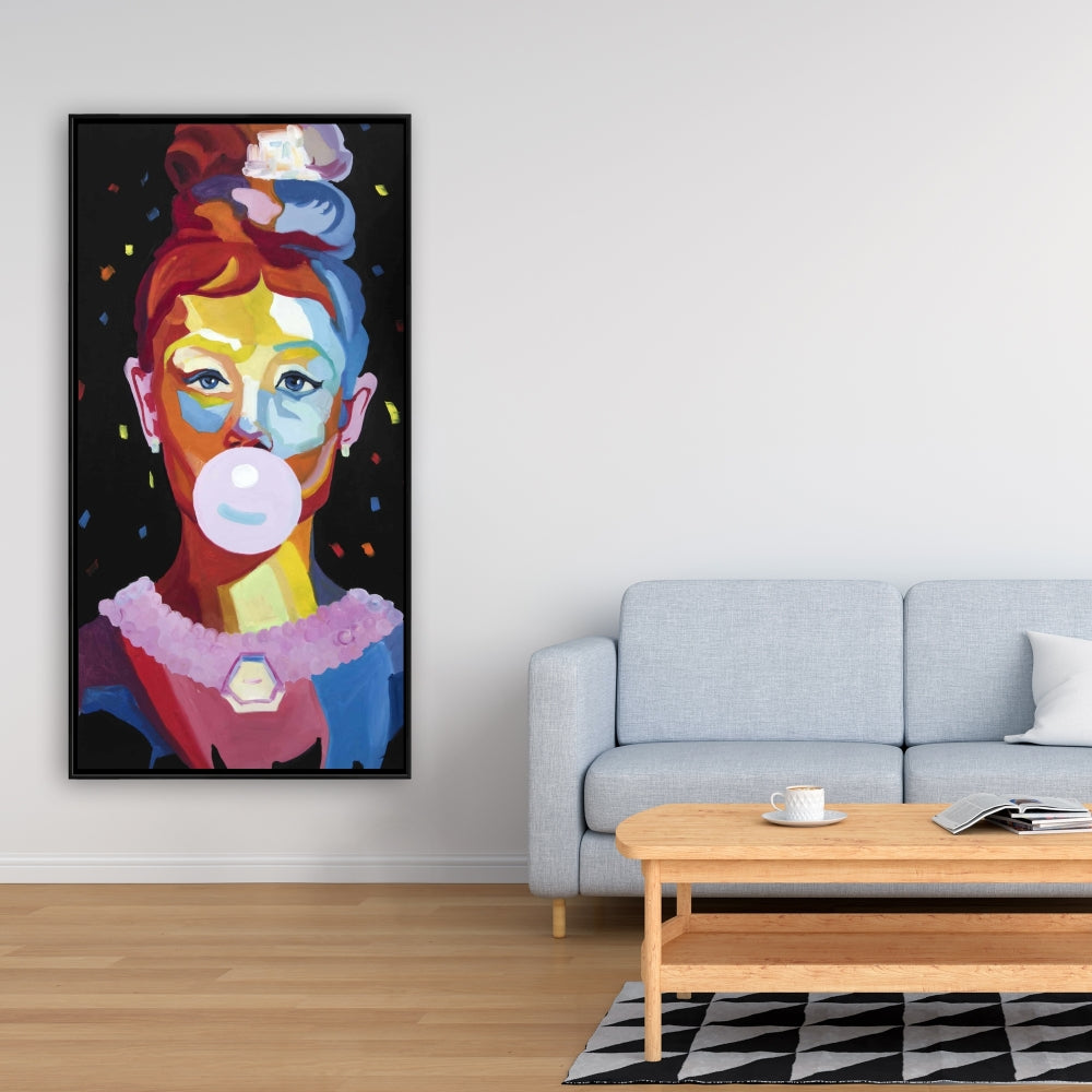 Colorful Audrey Hepburn Bubblegum Canvas - Bedroom Wall Art