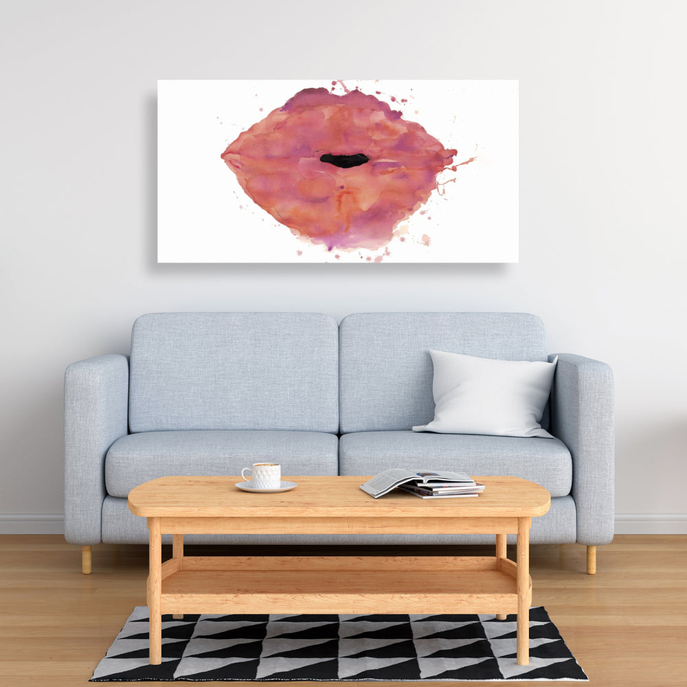 Watercolor Pink Lipstick Canvas - Beauty Bedroom Wall Art