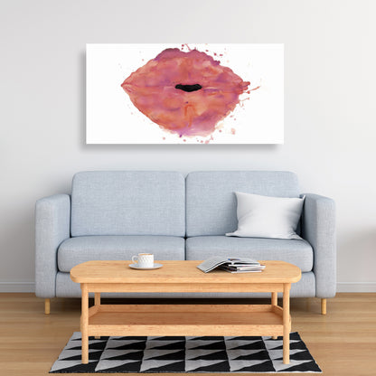 Watercolor Pink Lipstick Canvas - Beauty Bedroom Wall Art