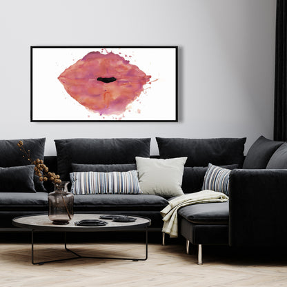 Watercolor Pink Lipstick Canvas | Beauty Bedroom Wall Decor