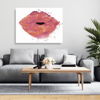 Watercolor Pink Lipstick Canvas - Beauty Bedroom Wall Art