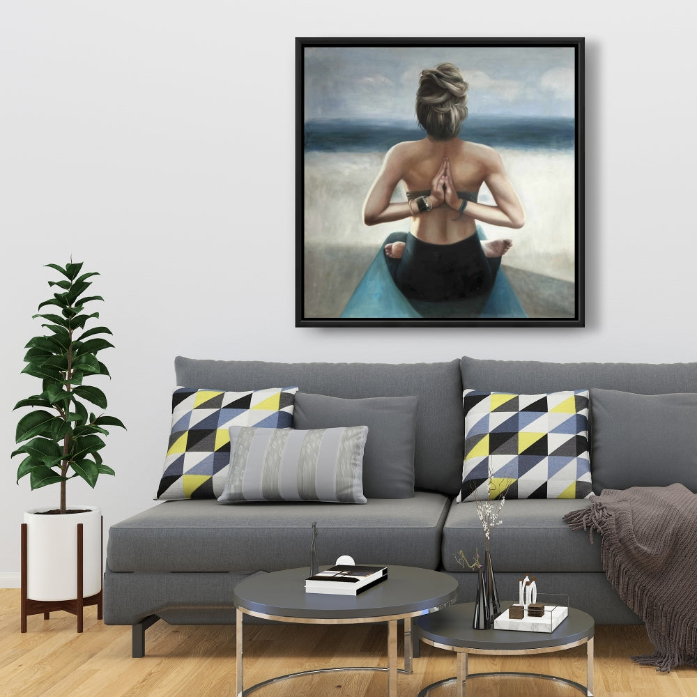 Reverse Prayer Pose Canvas | Spiritual Bedroom Wall Art