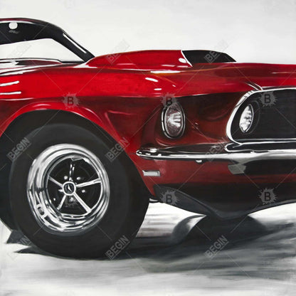 Vintage Red Car Canvas | Classic Home Decor Art Piece
