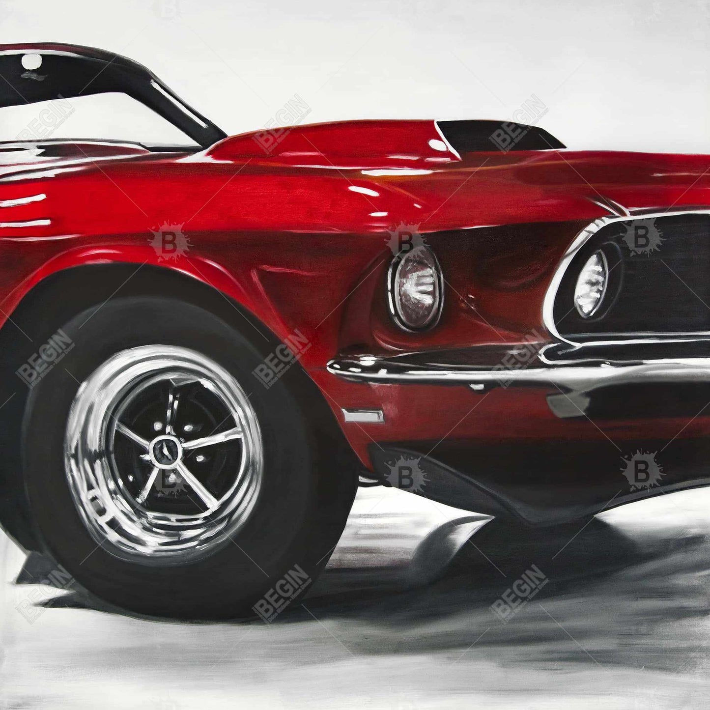 Toile de voiture rouge vintage | Décoration murale classique