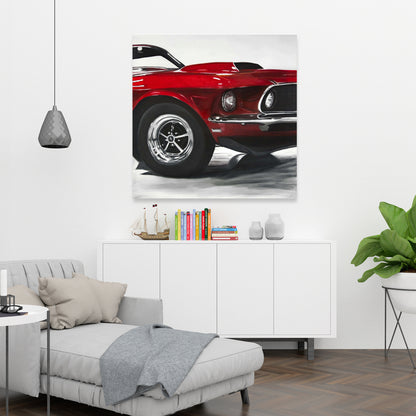 Vintage Red Car Canvas | Classic Home Decor Art Piece