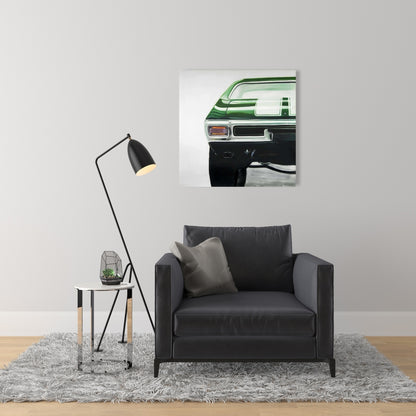 Classic Dark Green Car Canvas | Man Cave Home Decor