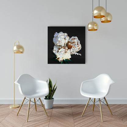 Romantic Blooming Peonies Canvas | Floral Bedroom Decor Art