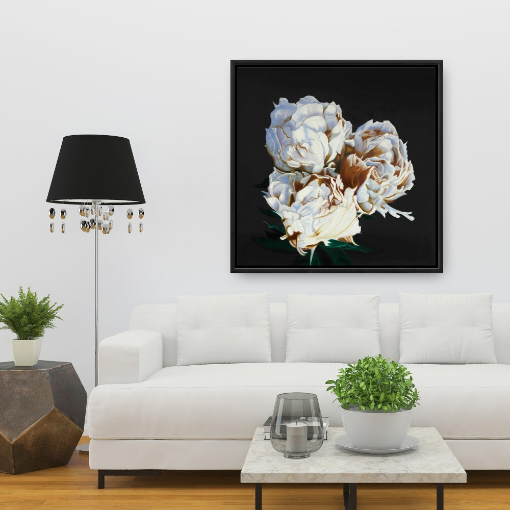 Blooming Peonies Framed Canvas | Floral Bedroom Home Decor