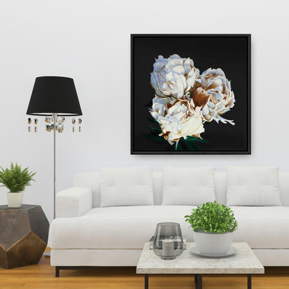 Blooming Peonies Framed Canvas | Floral Bedroom Home Decor