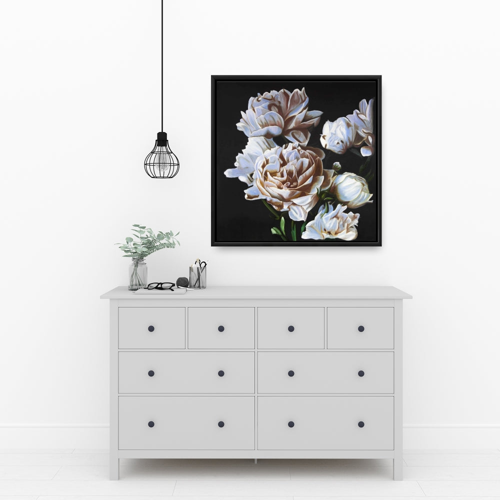 Romantic Peonies Floral Framed Canvas | Home Decor Art