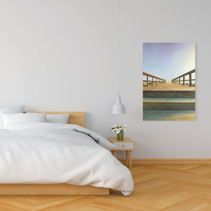 Footbridge Coastal Canvas | Marine Bathroom Decor Wall Art