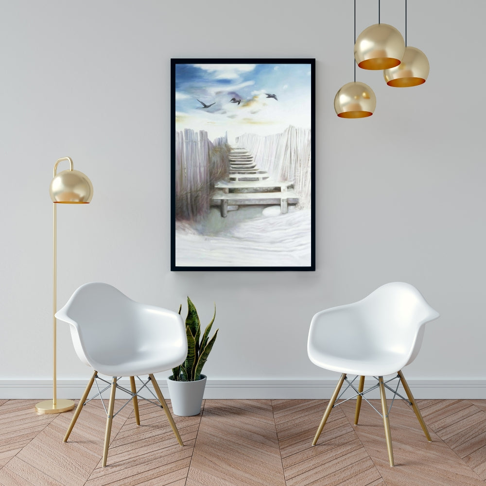 Break at the Beach Canvas | Blue Bird Coastal Framed Decor