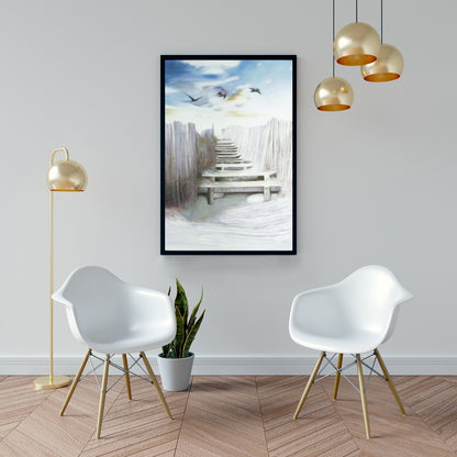 Break at the Beach Canvas | Blue Bird Coastal Framed Decor