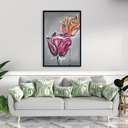 Toile abstraite de tulipes – Décoration florale contemporaine pour la maison