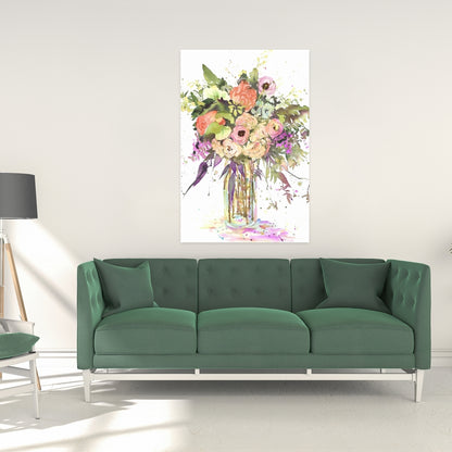 Purple Romantic Leaves Canvas - Romantic Bouquet Home Decor