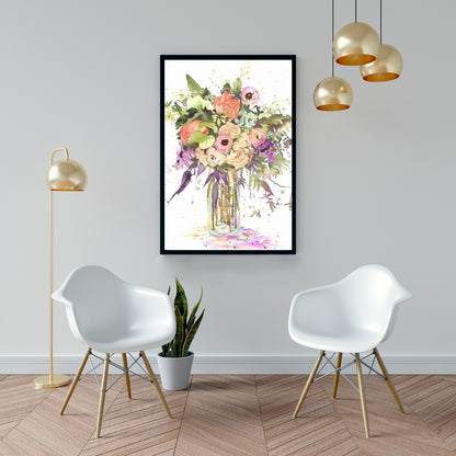 Romantic Bouquet Purple Leaves Canvas | Home Decor Wall Art
