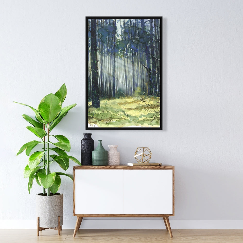 Toile encadrée représentant un paysage d'arbres lumineux | Décoration d'intérieur