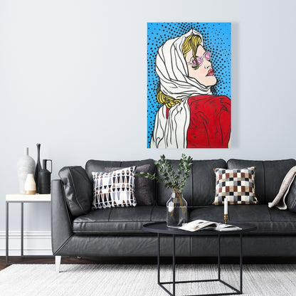 Pop Art Woman Retro Shapes Canvas | Bedroom Decor Wall Art