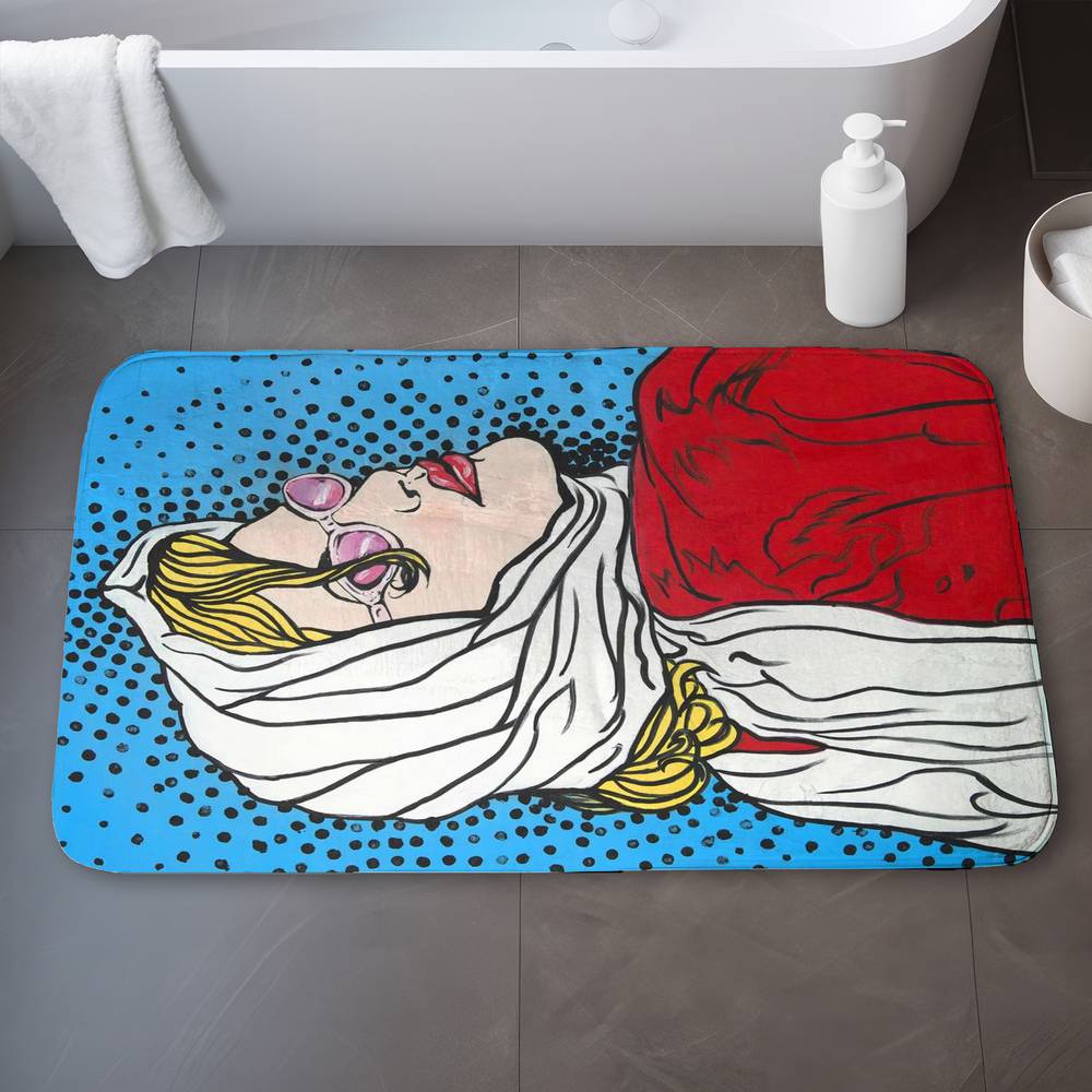 Pop Art Woman Bath Mat - Retro Bedroom Decor | Home Style