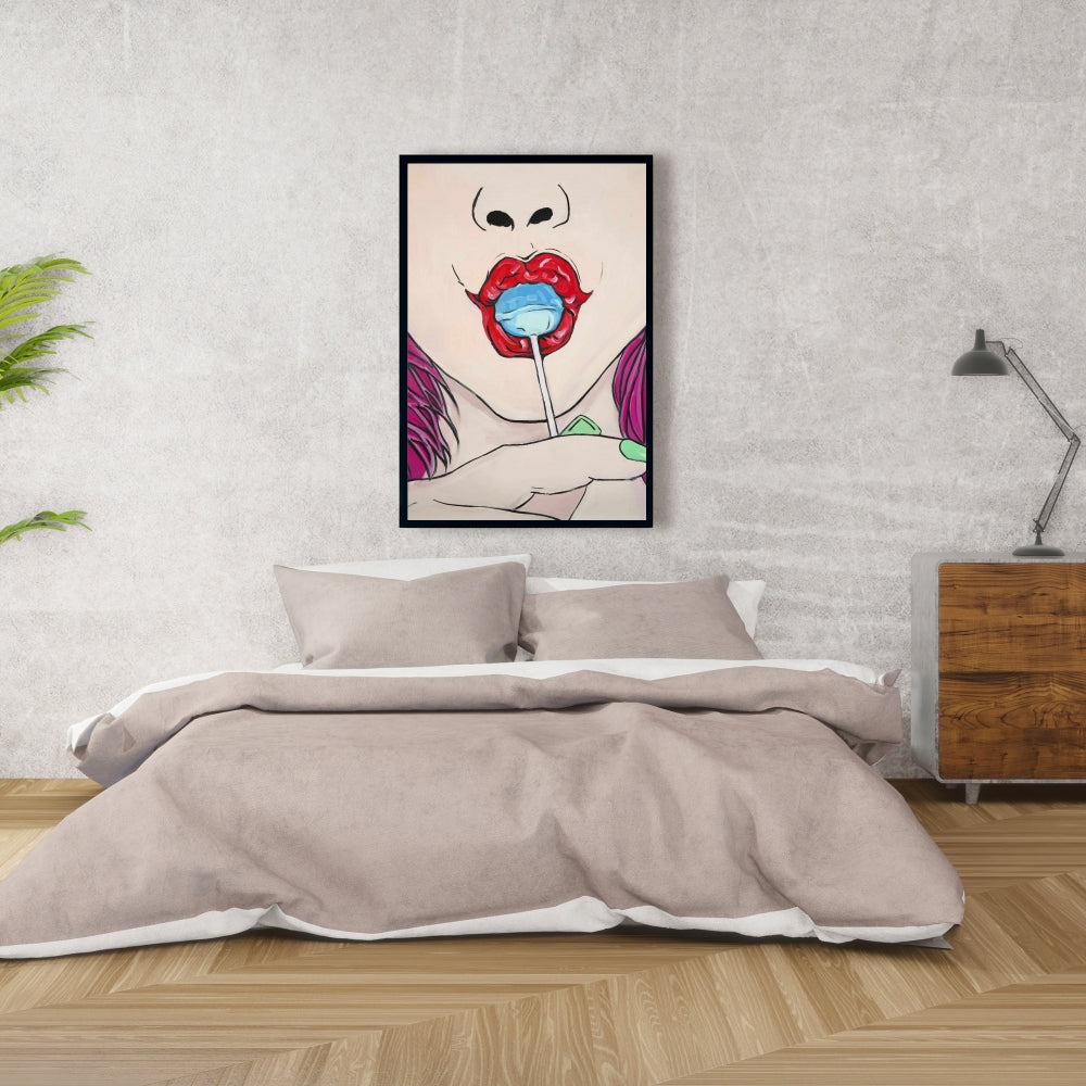 "Lollipop Blue Food Bedroom Canvas | Home Decor Framed Art"