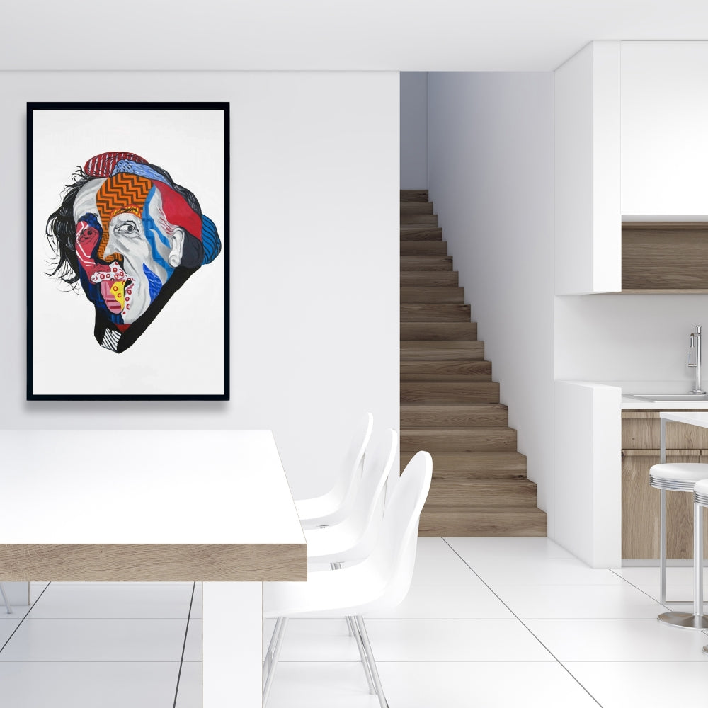 Abstract Albert Einstein Canvas | Framed Living Room Decor