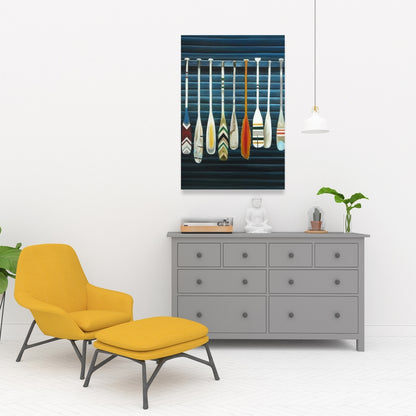 Blue Marine Paddles Canvas - Home Decor Sports & Games Art