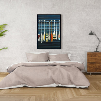 Marine Blue Paddles Framed Canvas | Home Decor Wall Art