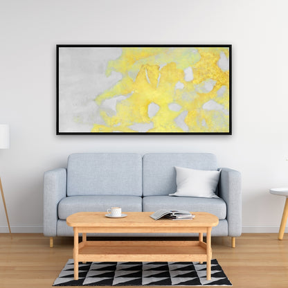 Gold Erosion Shapes Abstract Gray Framed Canvas Home Decor
