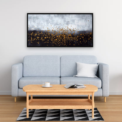 Gold Paint Splash Canvas - Gray Framed Home Decor Art