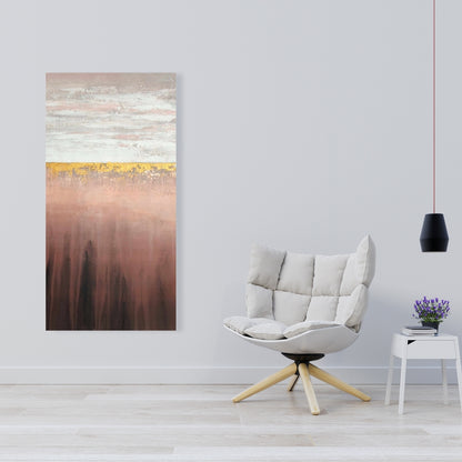 Golden Pink Canvas - Minimalist White Bedroom Home Decor