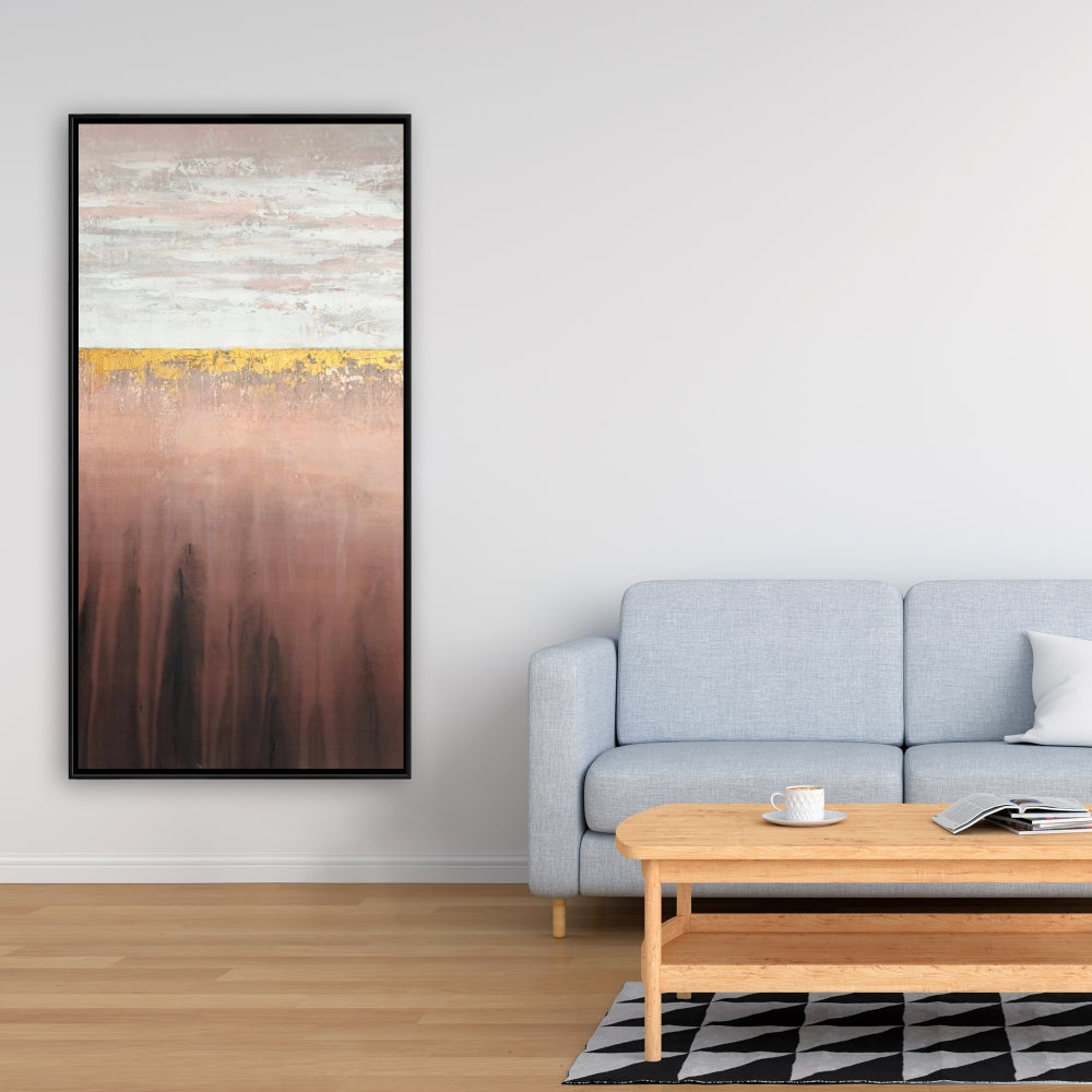 Toile encadrée « Formes de chambre à coucher » rose doré et blanc | Décoration d'intérieur