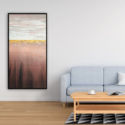 Toile encadrée « Formes de chambre à coucher » rose doré et blanc | Décoration d'intérieur