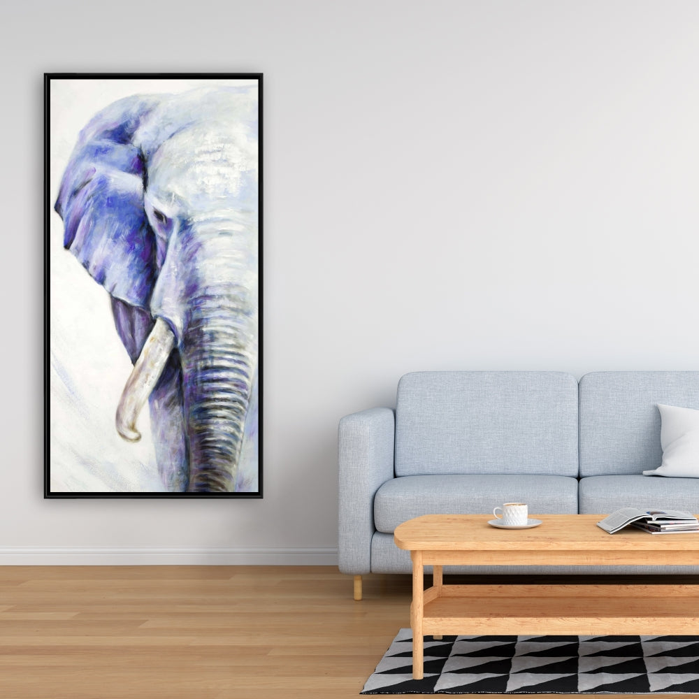 Blue Elephant Framed Canvas | Animal Bedroom Decor | Home Art