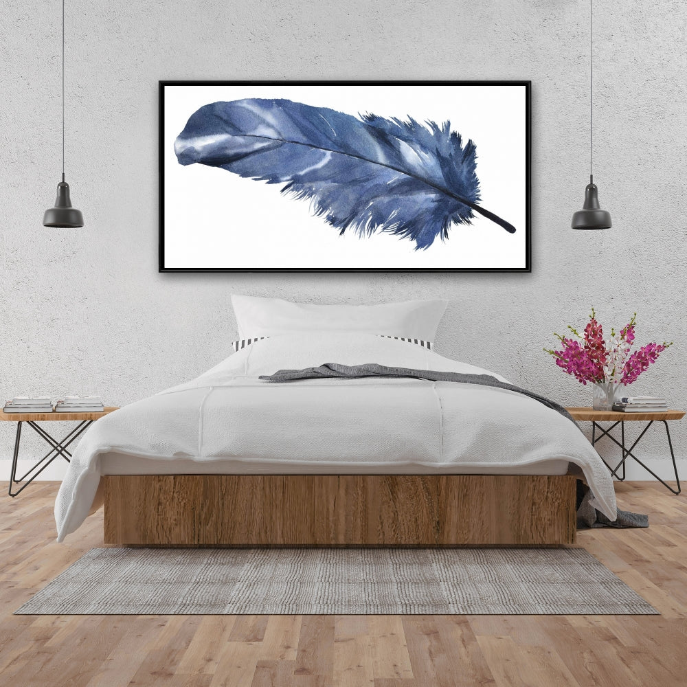 Blue Feather Bohemian Canvas | Feathers Animals Home Decor