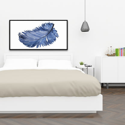 Bohemian Animals Bedroom | Watercolor Blue Feather Canvas Decor