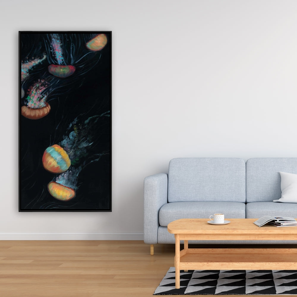 Colorful Jellyfish Canvas | Bedroom Decor | Marine Aquatic Art