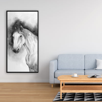 Domino Horse Minimalist Framed Canvas | Farm Animal Decor