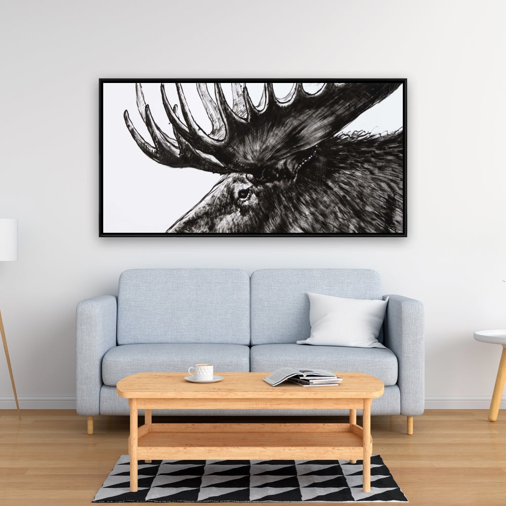 Moose Plume Deer Bedroom Canvas | Framed Wall Art Decor