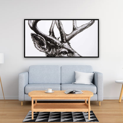 Roe Deer Plume Canvas | Rustic Bedroom Animals Wall Art Decor