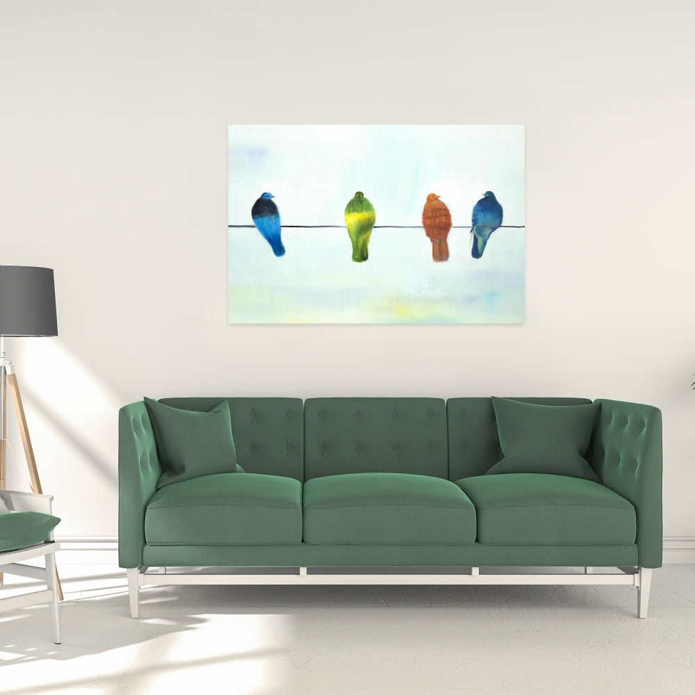 Perched Abstract Birds | Blue Canvas Art | Home Decor