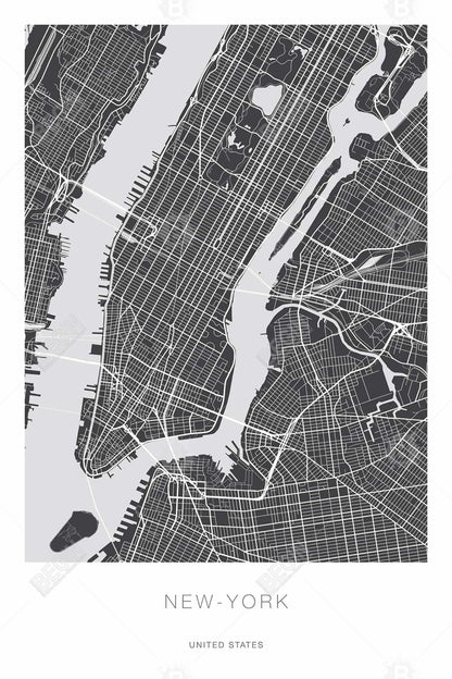Carte graphique de New York | Toile encadrée aux formes industrielles
