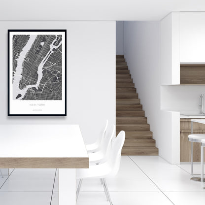 Carte graphique de New York | Toile encadrée aux formes industrielles