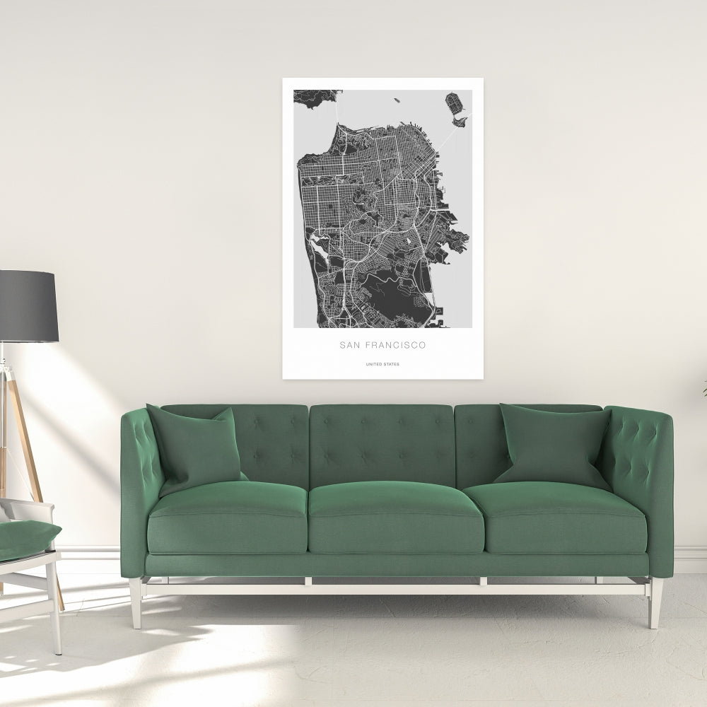 Gray Industrial Shapes Canvas | San Francisco Map Decor