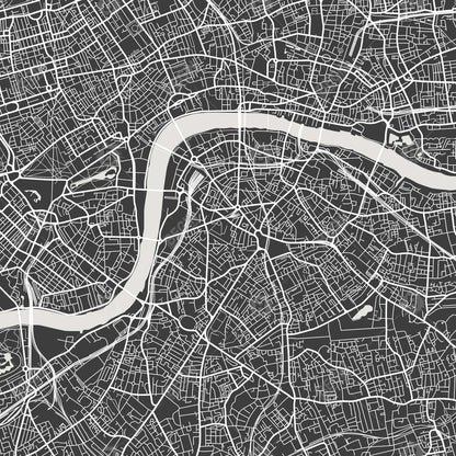 Plan de Londres sur toile | Formes grises et bleues encadrées