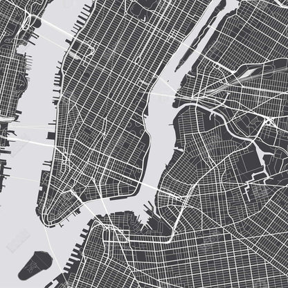 Toile grise industrielle représentant un plan de la ville de New York - Décoration d'intérieur