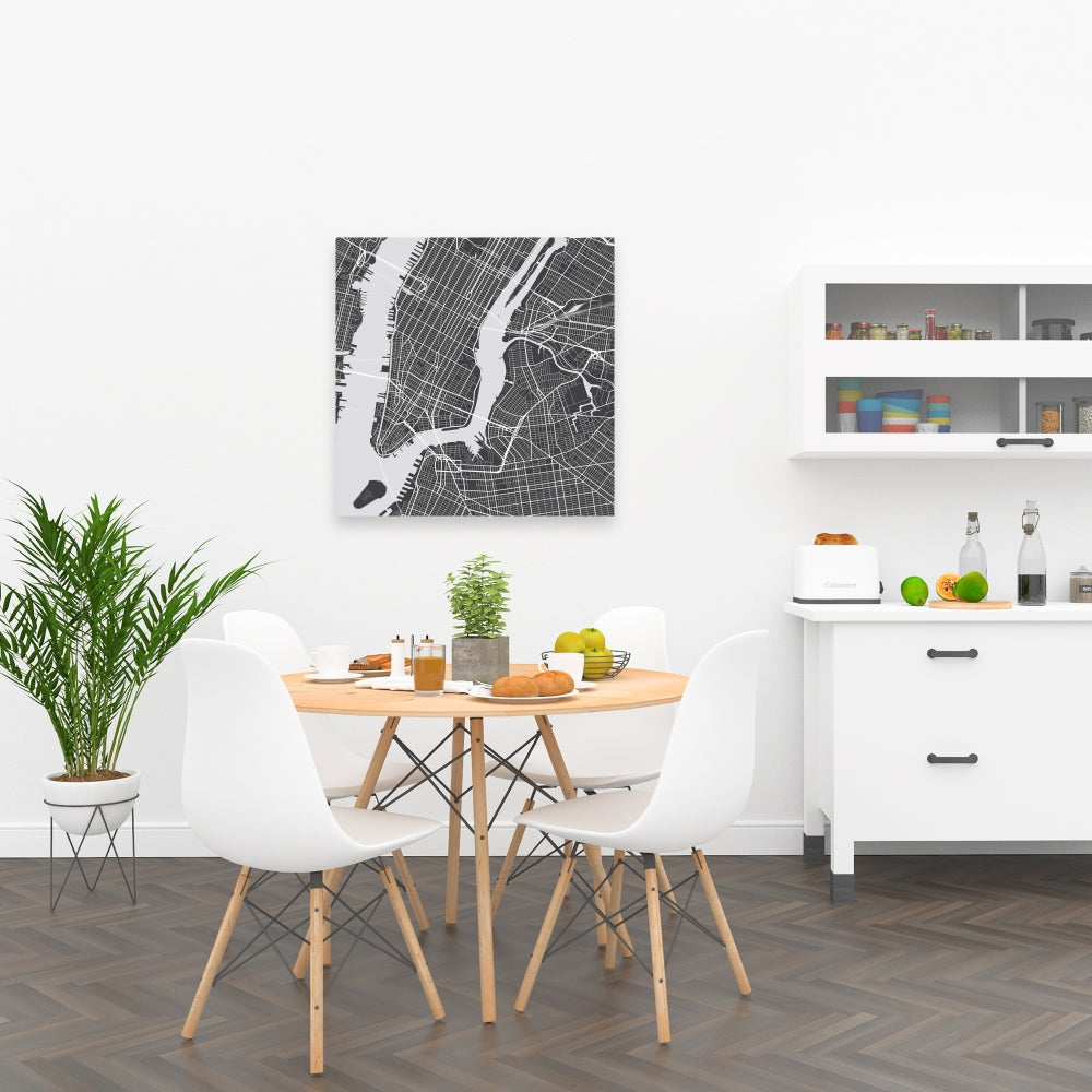 Gray Industrial Living Room Canvas | New York City Plan Decor