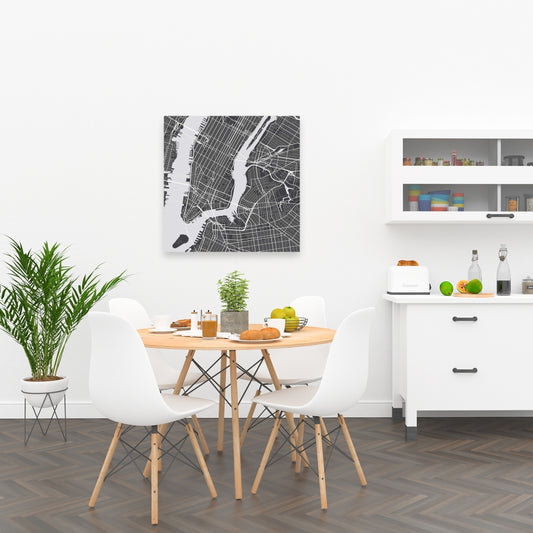Gray Industrial Living Room Canvas | New York City Plan Decor