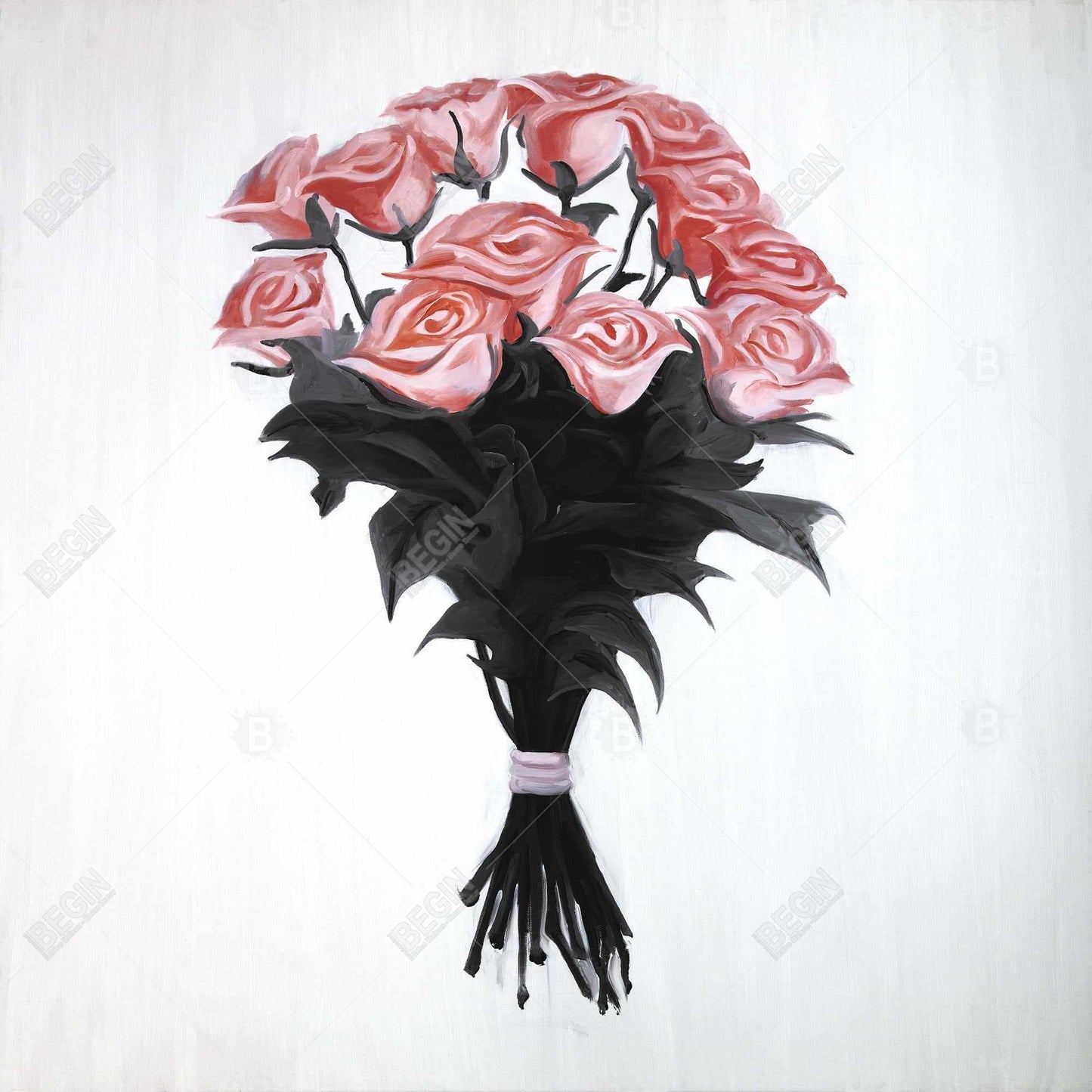 Bouquet of Coral Roses Canvas - Romantic Bedroom Wall Art