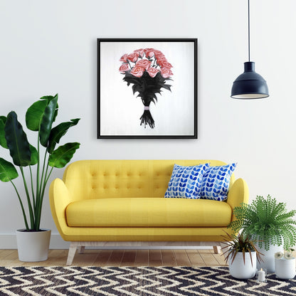 Bouquet of Coral Roses Canvas - Romantic Bedroom Wall Art